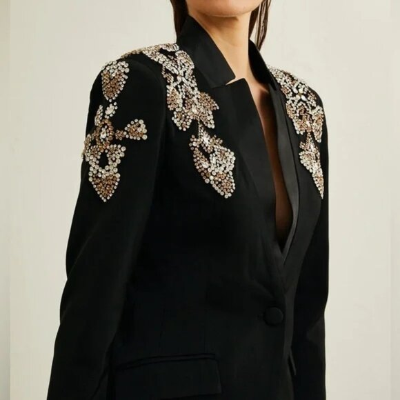 Peekskill Embellished Blazer and Split Pant Set in Black New, Size M - Picture 5 of 17